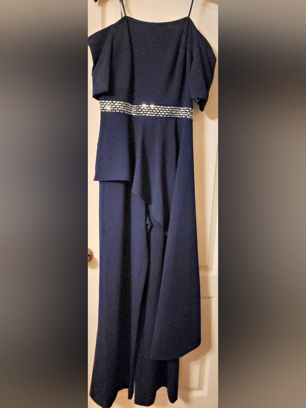 MSK Embellished Overlay Wide-Leg Jumpsuit Blue